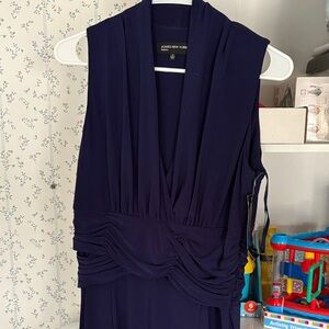 Jones New York Navy Sleeveless Draped V-Neck Dress